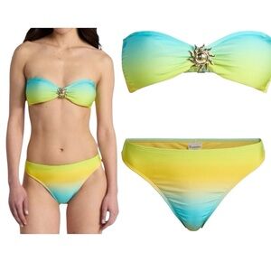 No Boundaries Women’s Fashion Bikini Set - Size XL (16-18) Blue, Yellow, Green